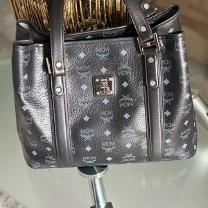 MCM Black Visetos Monogram Tote COA Included - Like New!!